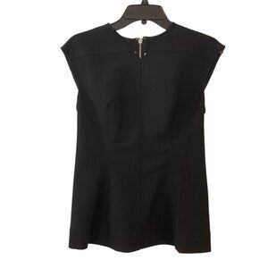 Rick Owens Glitter FW17 Black Stretch Top Blouse Full Zip Cap Sleeve Size 6 Wool